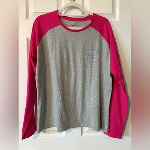 Vineyard Vines Gray and Pink Long Sleeve Shirt